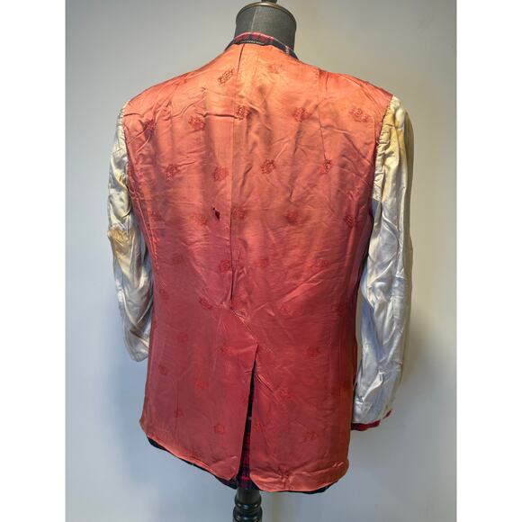 Lebow 100% Cashmere Red Blue Plaid 2 Button Vintage Suit Jacket Size 43 JL - Picture 14 of 16